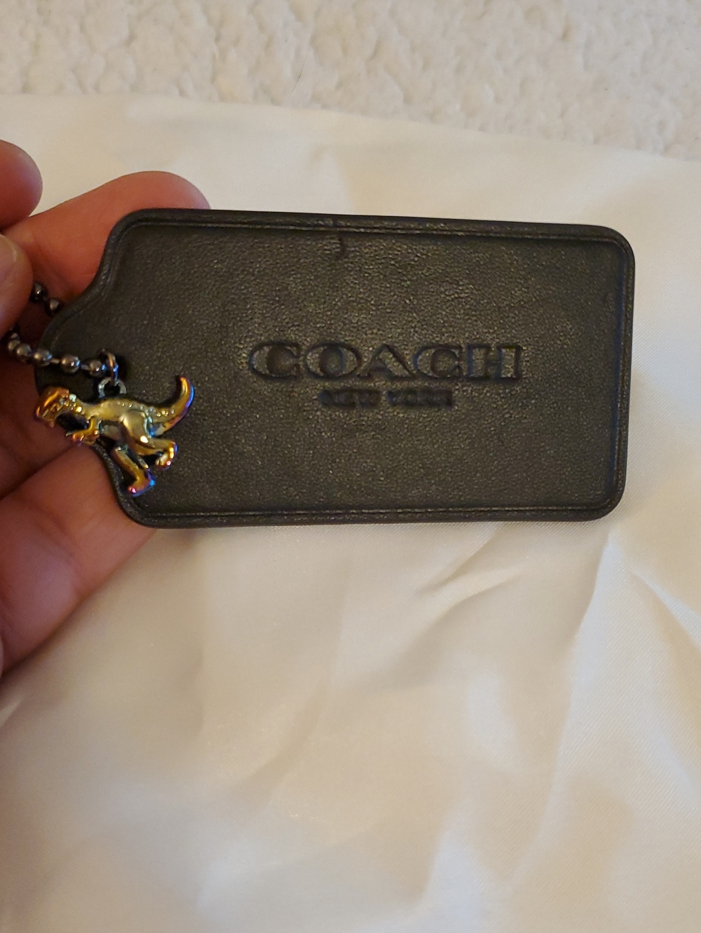 NWOT COACH Black Leather Hang Tag with Rexy Charm